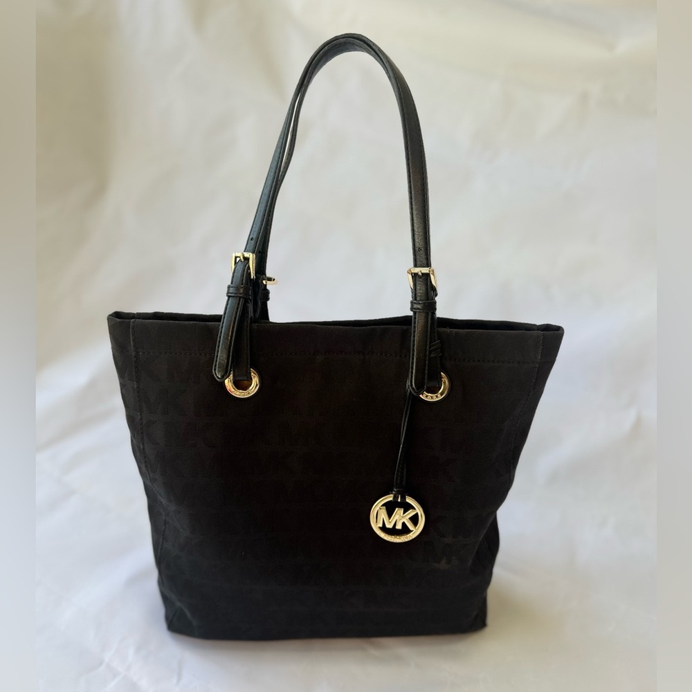 MICHAEL KORS Black/Black Monogram Fabric Tote